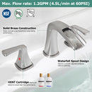 PARLOS Waterfall Widespread Bathroom Faucet Double Handles with Metal Pop Up Drain & cUPC Faucet Supply Lines, Brushed Nickel, 1.2 GPM (14070P)