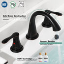 PARLOS Widespread 2 Handles Bathroom Faucet with Metal Pop Up Sink Drain and cUPC Faucet Supply Lines, Oil Rubbed Bronze, 1.2 GPM (13648P)