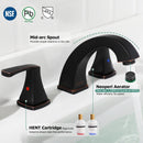 PARLOS Widespread Double Handles Bathroom Faucet with Pop Up Drain and cUPC Faucet Supply Lines, Oil Rubbed Bronze, 1.2 GPM (14173P)