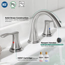 PARLOS Widespread 2 Handles Bathroom Faucet with Metal Pop Up Sink Drain and cUPC Faucet Supply Lines, Brushed Nickel, 1.2 GPM (13647P)
