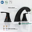 PARLOS Widespread Double Handles Bathroom Faucet with Pop Up Drain and cUPC Faucet Supply Lines, Matte Black, 1.2 GPM (14258P)