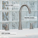 PARLOS 2-Handle Widespread High Arc Roman Tub Faucet with Valve & Faucet Supply Lines, Brushed Nickel, Demeter 1436202
