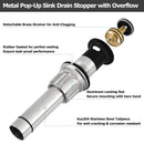 PARLOS Bathroom Sink Drain with Overflow, Metal Pop Up Drain for Vessel Sink, Matte Balck, 2108504