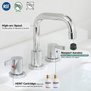 PARLOS Two-Handle Widespread Bathroom Sink Faucet with Metal Pop-up Drain and cUPC Faucet Supply Lines, Polished Chrome, 1364901P