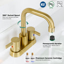 PARLOS 2-handle Brushed Gold Bathroom Faucet for Lavatory with Pop-up Sink Drain and Faucet Supply Lines, 1431608P