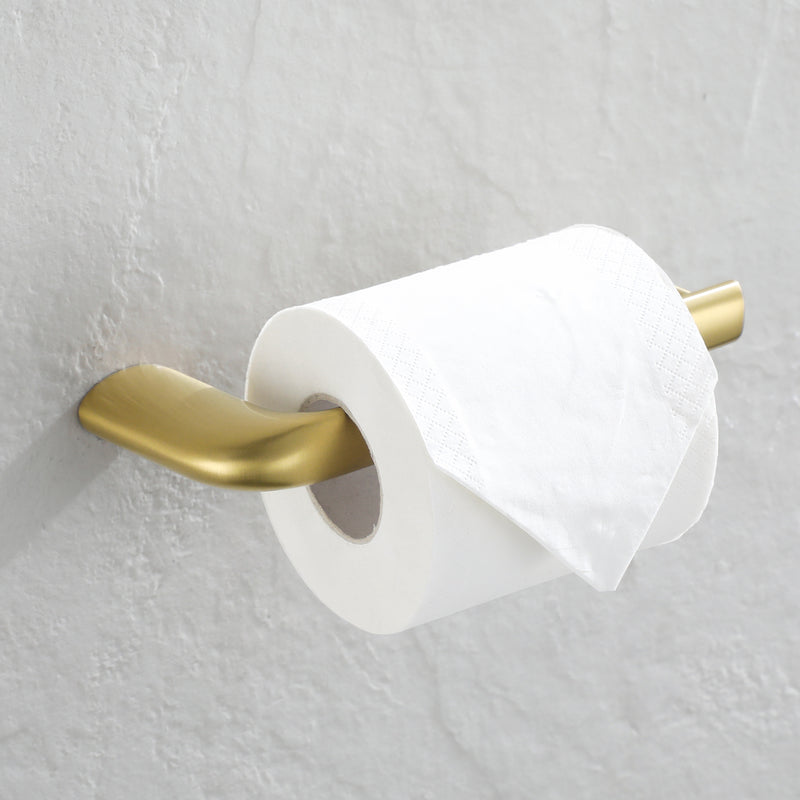 PARLOS Brass Toilet Paper Holder, Wall Mounted Tissue Roll Hanger for Bathroom & Kitchen,Brushed Gold,Demeter (2101208)