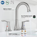 PARLOS Widespread Double Handles Bathroom Faucet with Metal Pop Up Drain and cUPC Faucet Supply Lines, Brushed Nickel, 1.2 GPM (13651P)