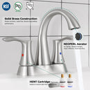 PARLOS 2-Handle Bathroom Sink Faucet with Metal Drain Assembly and and Faucet Supply Lines (1.2GPM, Brushed Nickel), 1362502P