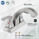 PARLOS 2 Handles 4 Inch Centerset Bathroom Sink Faucet Brushed Nickel with All Metal Pop-up Drain & Faucet Supply Lines, 1.2GPM, Doris 14072P