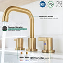 PARLOS Two-Handle Widespread Bathroom Faucet with Metal Pop-up Drain Assembly and cUPC Faucet Supply Lines, Brushed Gold, 1.2 GPM (1364908P)