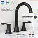 PARLOS Widespread Double Handles Bathroom Faucet with Metal Pop Up Drain and cUPC Faucet Supply Lines, Matte Black, 1.2 GPM (13653P)
