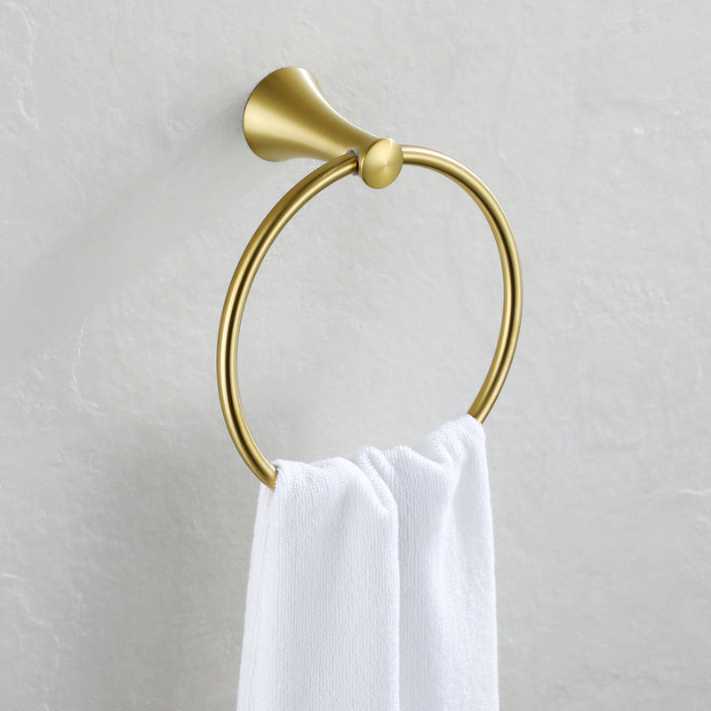 PARLOS Towel Ring, Wall Mounted Hand Towel Holder, Brushed Gold Hand Towel Bar for Bathroom & Kitchen, 2101808