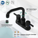 PARLOS 2-handle Matte Black Bathroom Sink Faucetwith Pop-up Sink Drain and Faucet Supply Lines, 1.2GPM, 1431604P
