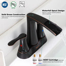 PARLOS 2 Handles Waterfall Bathroom Faucet with Pop-up Drain and Faucet Supply Lines, Oil Rubbed Bronze, Demeter 1431703