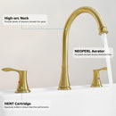 PARLOS 2-Handle Widespread High Arc Roman Bathtub Faucet Tub Filler with Valve & Faucet Supply Lines, Brushed Gold, Demeter 1436208