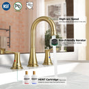 PARLOS Widespread Double Handles Bathroom Faucet with Metal Pop Up Drain and cUPC Faucet Supply Lines, Brushed Gold, 1.2 GPM (1365108P)