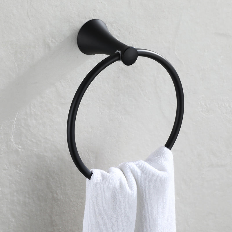 PARLOS Towel Ring, Wall Mounted Hand Towel Holder, Matte Black Hand Towel Bar for Bathroom & Kitchen, 2101804