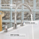 PARLOS High Arc 2-Handle Widespread Roman Tub Faucet with Valve & Faucet Supply Lines, Chrome, Demeter 1436201