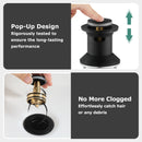 PARLOS Bathroom Sink Drain with Overflow, Metal Pop Up Drain for Vessel Sink, Matte Balck, 2108504