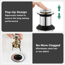 PARLOS Bathroom Sink Drain without Overflow, Metal Pop Up Drain for Vessel Sink, Chrome, 2108601