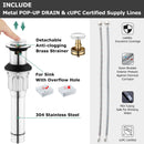 PARLOS Widespread 2 Handles Bathroom Faucet with Metal Pop Up Sink Drain and cUPC Faucet Supply Lines, Chrome, 1.2GPM Demeter 1364701P