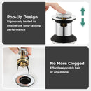 PARLOS Bathroom Sink Drain with Overflow, Metal Pop Up Drain for Vessel Sink, Chrome, 2108501