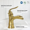 PARLOS Single Handle Bathroom Faucet, Waterfall Sink Faucet with Pop Up Drain, Escutcheon and Cupc Water Supply Lines, Brushed Gold, 1434908