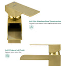 PARLOS Waterfall Vessel Sink Faucet Tall Bathroom Faucet Single Handle, Single Hole Bowl Basin Mixer Tap with Water Supply Lines, Brushed Gold, 1441108D