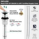 PARLOS Widespread Double Handles Bathroom Faucet with Metal Pop Up Drain and cUPC Faucet Supply Lines, Chrome, Demeter,1.5GPM (1365101)