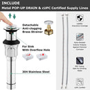 PARLOS Two-Handle Widespread Bathroom Sink Faucet with Metal Pop-up Drain and cUPC Faucet Supply Lines, Polished Chrome, 1364901P