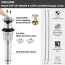 PARLOS Waterfall Widespread Bathroom Sink Faucet 2 Handles with Pop Up Drain & cUPC Faucet Supply Lines, Brushed Nickel, 1.2GPM, Demeter 1431802P