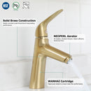 PARLOS Single Handle Bathroom Sink Faucet, Single Hole Bathroom Faucet with Pop Up Drain, Deck Plate and Cupc Water Supply Lines, Brushed Gold, 1339708
