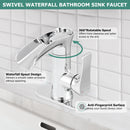PARLOS Waterfall Bathroom Faucet with Swivel Spout, Single Handle Vanity Sink Faucet, Single Hole Basin Mixer Tap with Water Supply Lines, Chrome, 1437901PD