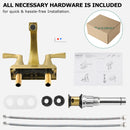 PARLOS 2 Handles Bathroom Faucet with Metal Pop-up Drain and Faucet Supply Lines, Brushed Gold, 1.2 GPM (1407208P)