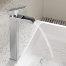 PARLOS Waterfall Vessel Sink Faucet Tall Bathroom Faucet Single Handle, Single Hole Bowl Basin Mixer Tap with Water Supply Lines, Brushed Nickel, 1441102D