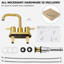 PARLOS 2-handle Brushed Gold Bathroom Faucet for Lavatory with Pop-up Sink Drain and Faucet Supply Lines, 1431608P