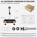 PARLOS 2-Handle Bathroom Sink Faucet with Drain Assembly and Supply Hose Lead-Free cUPC Lavatory Faucet Mixer Double Handle Tap Deck Mounted, Chrome, 1359801