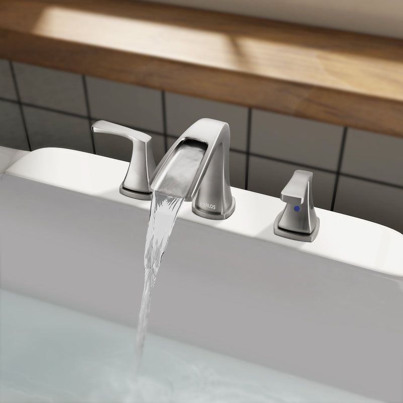 PARLOS 2-Handle Widespread Waterfall Roman Bathtub Faucet Tub Filler, Brushed Nickel (1434202)