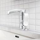 PARLOS Waterfall Bathroom Faucet with Swivel Spout, Single Handle Vanity Sink Faucet, Single Hole Basin Mixer Tap with Water Supply Lines, Chrome, 1437901PD