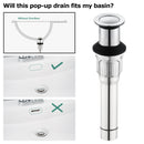 PARLOS Bathroom Sink Drain without Overflow, Metal Pop Up Drain for Vessel Sink, Chrome, 2108601