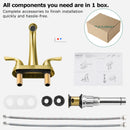 PARLOS 2-Handle Bathroom Sink Faucet with All Metal Pop-up Drain &Supply Hose Lead-Free cUPC Deck Mounted Brushed Gold, 1.2GPM (1359808P)