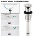 PARLOS Bathroom Sink Drain with Overflow, Metal Pop Up Drain for Vessel Sink, Brushed Nickel, 2108502