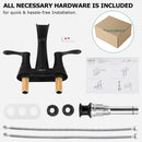 PARLOS 2 Handles Waterfall Centerset Bathroom Sink Faucet with Pop-up Drain and Faucet Supply Lines, Matte Black, 1.2GPM, Demeter 1431704P