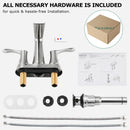 PARLOS 2 Handles Waterfall Centerset Bathroom Sink Faucet with Pop-up Drain and Faucet Supply Lines, Brushed Nickel, 1.2 GPM, Demeter 1431702P