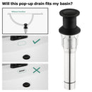PARLOS Bathroom Sink Drain without Overflow, Metal Pop Up Drain for Vessel Sink, Matte Balck, 2108604