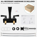 PARLOS 2 Handles Centerset Bathroom Sink Faucet Brass Waterfall Spout with All Metal Pop-up Drain and Faucet Supply Lines, Matte Black, 1.2GPM, Doris 1406804P