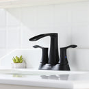 PARLOS 2 Handles Waterfall Centerset Bathroom Sink Faucet with Pop-up Drain and Faucet Supply Lines, Matte Black, 1.2GPM, Demeter 1431704P