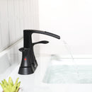 PARLOS 2 Handles Waterfall Centerset Bathroom Sink Faucet with Pop-up Drain and Faucet Supply Lines, Matte Black, 1.2GPM, Demeter 1431704P