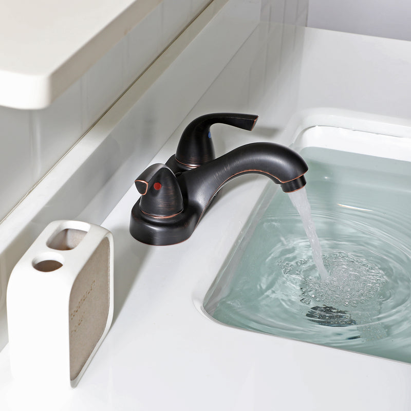 PARLOS Bathroom Faucet 4 inch Centerset 2-Handle Low-Arc Spout Oil Rubbed Bronze (13590)