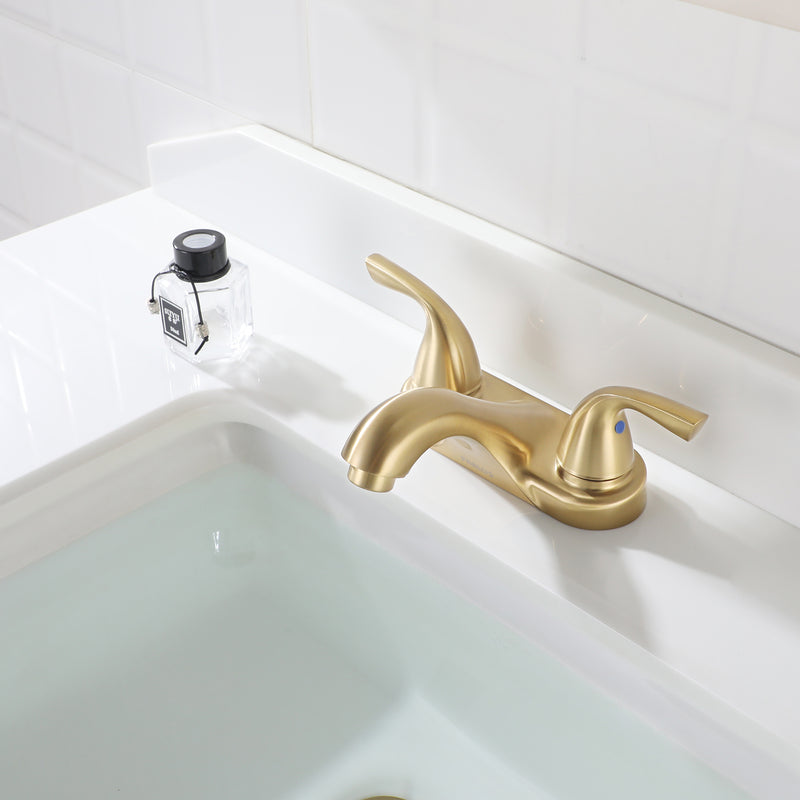 PARLOS Two-Handle Bathroom Sink Faucet with Metal Drain assembly and Supply Hose, Lead-free cUPC,Brushed Gold,1.5GPM (1362208)